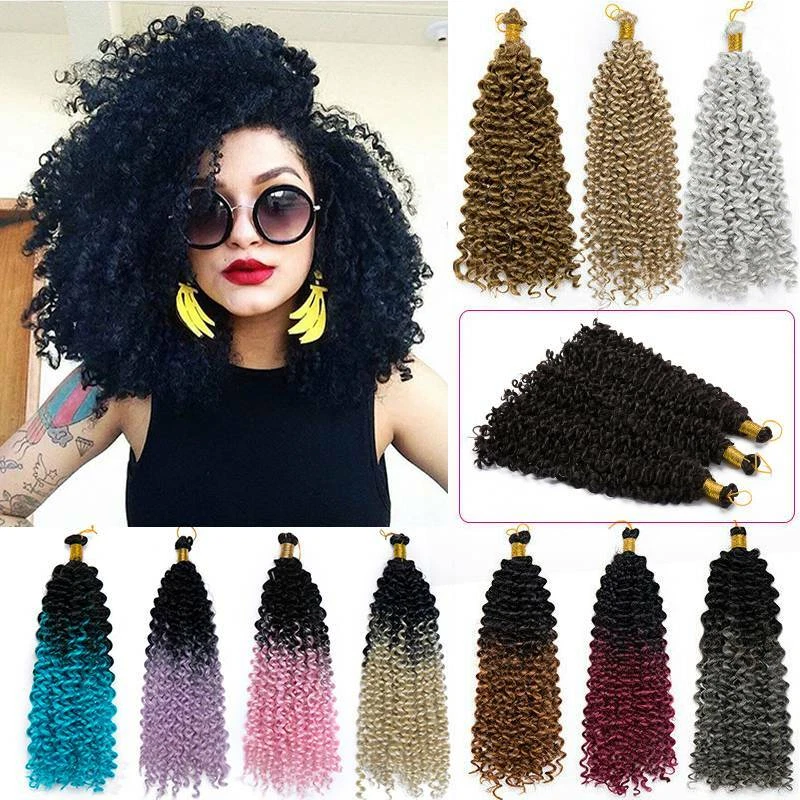 Extensiones de cabello rizadas profundas naturales trenzas de ganchillo ondas de agua REALES como humanas suaves Foto 2 de 4