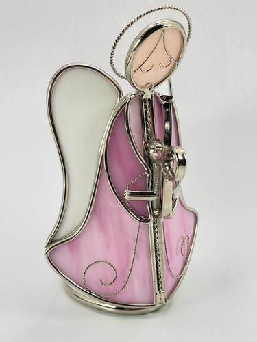 Vintage Handcrafted Stained Glass Angel Candle Holder Christmas Holiday Decor L1 - Picture 2 of 6