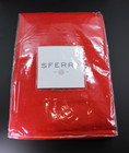 Sferra 902 Festival Red Picot Trim Linen Tablecloth, Rectangle 66x124