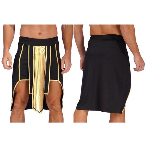 Mens Contrast Color Asymmetrical Hem Skirt Ancient Egypt Role-Playing Outfit - Picture 4 of 35