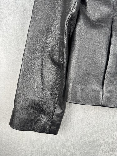 Vintage Clio Black 100% Leather Blazer Jacket Size 8 Hidden Zipper Steampunk - Picture 6 of 10