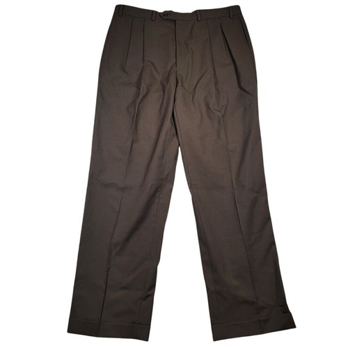 Lauren Ralph Lauren Men's Pleated Wool Trousers Sz 38x32 Brown Total Comfort - Picture 1 of 7