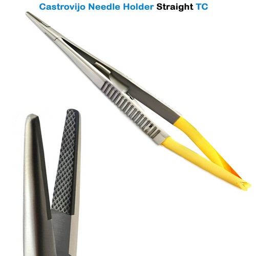 TC Castroviejo Needle Holder 14 cm Straight Forceps Dental Surgical Instruments - Picture 1 of 3