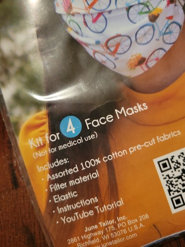 2 Pack - DIY Sew Your Own Reversible Face Mask Kit: 4 Masks in Each (G) - Picture 5 of 6