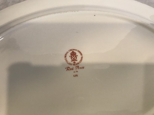 Royal Crown Derby Porcelain RedAves Orange Floral Bird Large Oval Platter 13.5"l - Picture 14 of 14