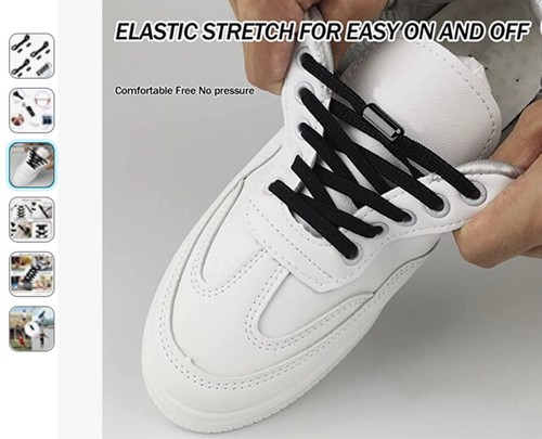 1 Paar elastische Schnürsenkel ohne zu binden mit Schnellverschluss schwarz Neu! - Bild 3 von 6