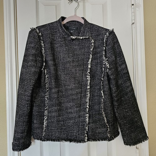 Ann Taylor Tweed Fringe Moto Jacket Size Medium  - Picture 1 of 12