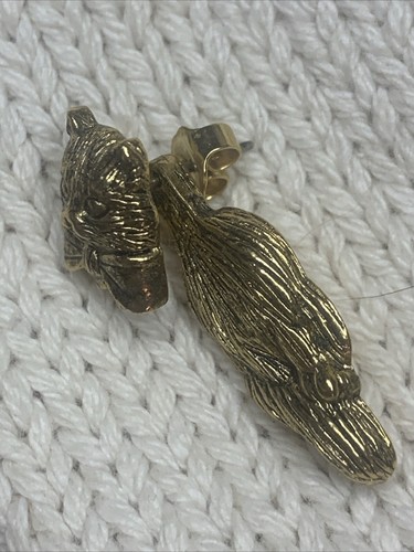 Avon Vintage Cat 1 Earring Replacement Moveable Gold Tone 3D Kitten Bow Pierced - Picture 7 of 8