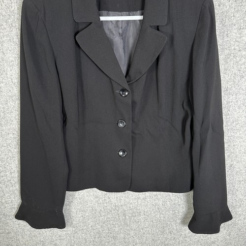 Vintage Giorgio Sant'Angelo Size 10 Blazer Womens Black 90s Flared Wrists Button - Picture 5 of 11