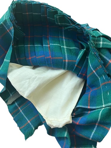 VTG Highland Wear Roberts Kilt Skirt Childrens Youth Blue Green Tarten McIntrye - Picture 3 of 5