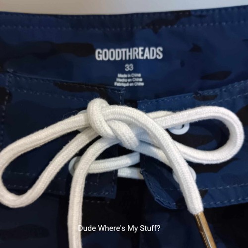 GOODTHREADS HERREN FLACHE VORDERSHORTS ODER BADEKLEIDUNG - GRÖSSE 33" TAILLE - BLAU & SCHWARZ - Bild 3 von 3