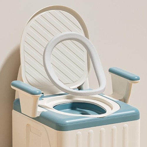 Portable Toilet Odor Proof Foldable Bedside Commode Chair with Armrests for Home - Picture 23 of 24