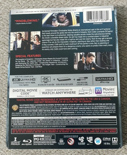 Inception (4K Ultra HD/Blu-Ray discs ONLY + Steelbook) SEE DETAILS! - Picture 6 of 8