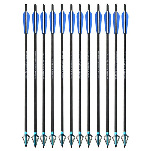 12pc 17/20/22" Archery Carbon Bolts Arrows Blade Arrowheads Bow Hunting Shooting - Picture 1 of 10