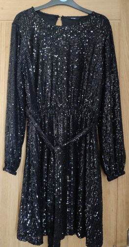 Nwt black lined sequin dress size 10 - Picture 5 of 5