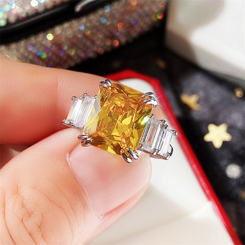 2 Colors Cubic Zircon Rings Women Gorgeous 925 Silver Wedding Jewelry Sz 6-10 - Picture 15 of 15