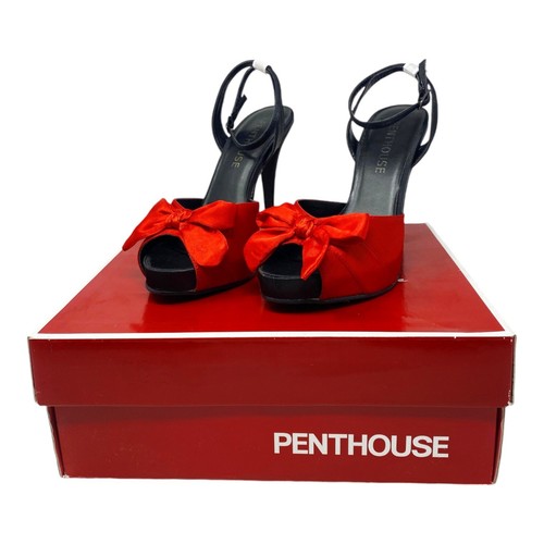 BLACK RED BURLESQUE HEELS BIG SATIN BOW RIBBON CORSET PLATFORM UK SIZE 3 3.5 - Picture 4 of 14