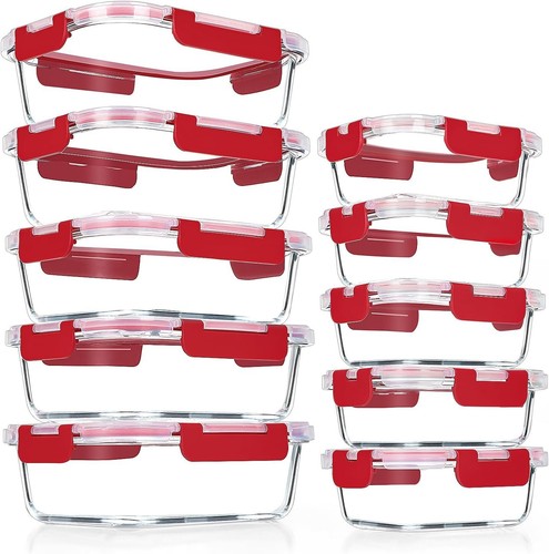 10-Pc Glass Meal Prep Set - Airtight, Microwave/Dishwasher/Freezer Safe, Grey - Picture 28 of 41