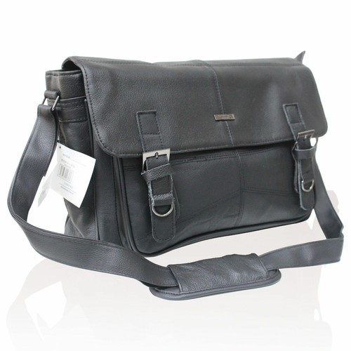 MENS WOMENS REAL LEATHER SATCHEL MESSENGER BAG SHOULDER LAPTOP BAG CABIN HANDBAG - Picture 2 of 16