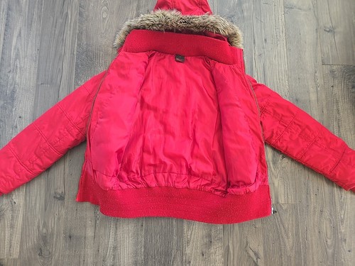 VTG Y2K Women’s FUBU Collection Red Puffer Jacket Parka Faux Fur Hood Sz M - Picture 12 of 13