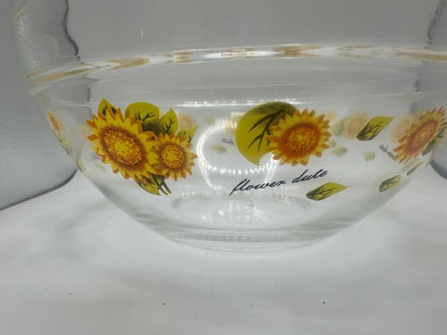 Imperial Glass Dute Bowl With Sunflower Border Mixing Bowl 6 3/4" - Picture 3 of 5