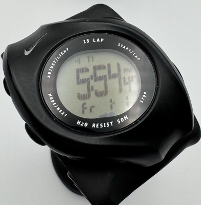 Vintage 90s Y2K Nike Swoosh Sport Watch Black New Battery