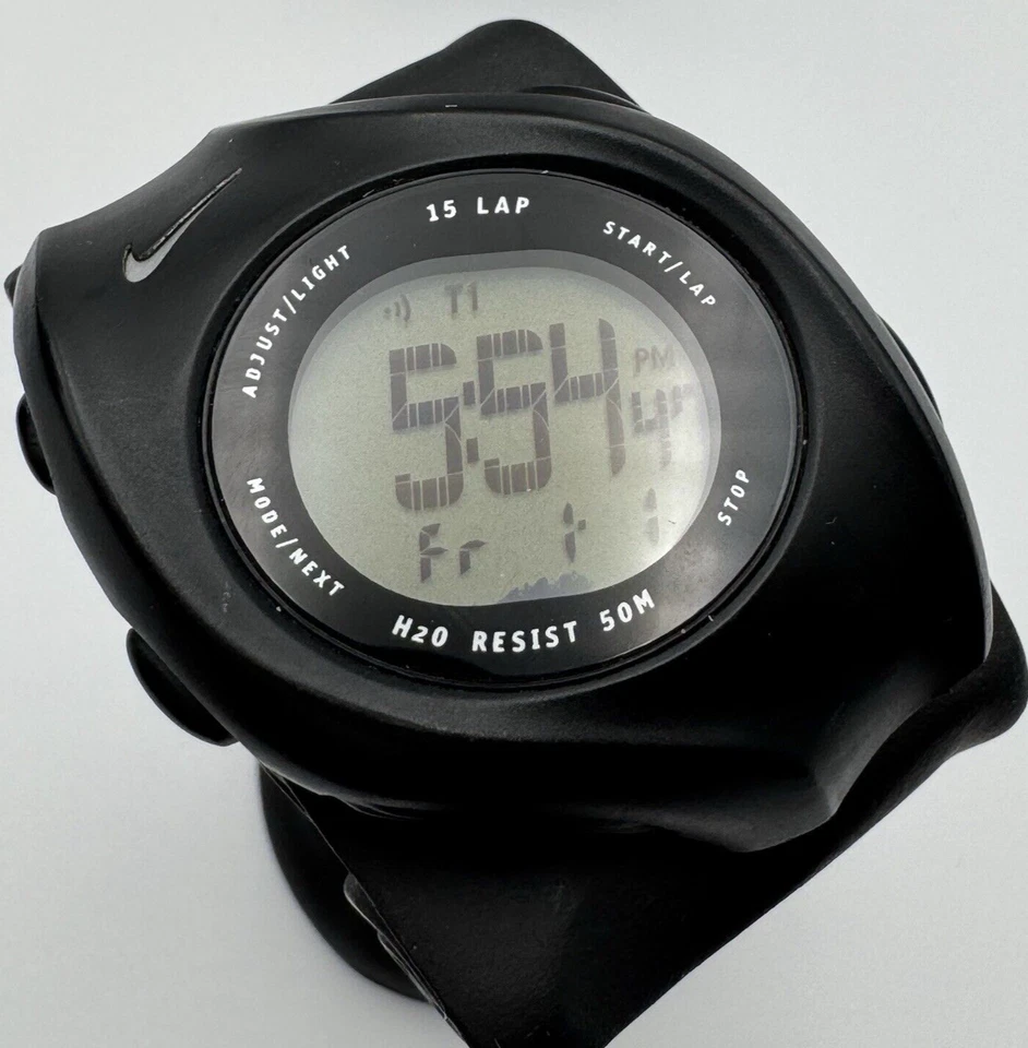 Vintage 90s Y2K Nike Swoosh Sport Watch Black New Battery Works Needs Band RARE - Image 2 of 4