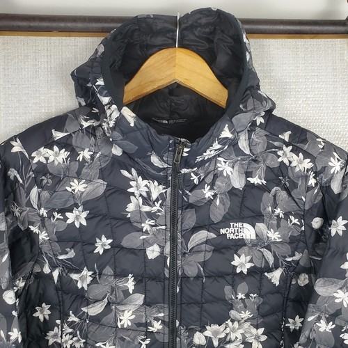 THE NORTH FACE Womens Floral Wallpaper Thermoball Hooded Jacket Sz Medium Black - Picture 2 of 18