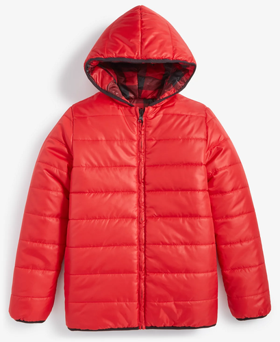 Epic Threads Boy's Puffer Jacket Black/Red Checked Size 10-12 Reversible New - Picture 9 of 15