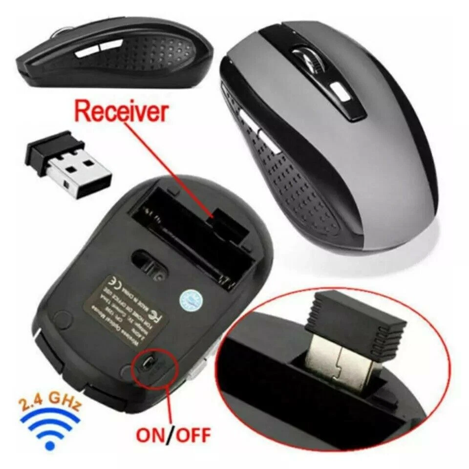 2 Wireless Optical Mouse Mice 2.4GHz USB Receiver For Laptop PC Computer DPI USA - Image 4 of 4