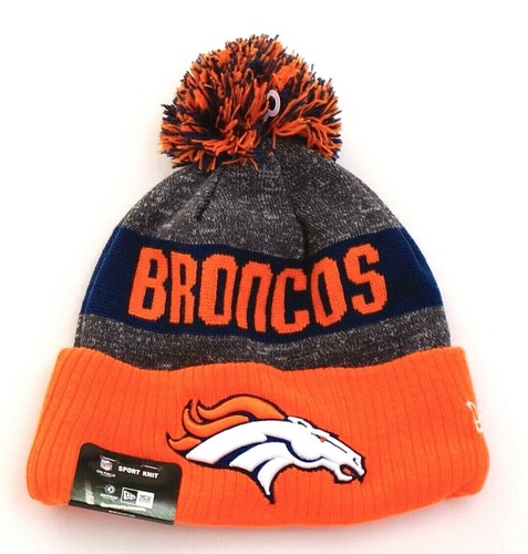 New Era Orange & Gray NFL Denver Broncos Knit Cuff Pom Beanie Men's One Size NWT - Picture 1 of 2