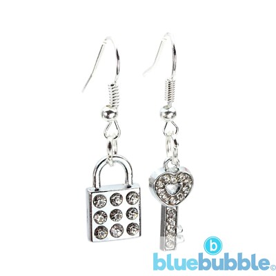 bluebubble FOREVER Vorhängeschloss & Schlüssel Ohrringe Liebe Hochzeitstag süß 21. UK