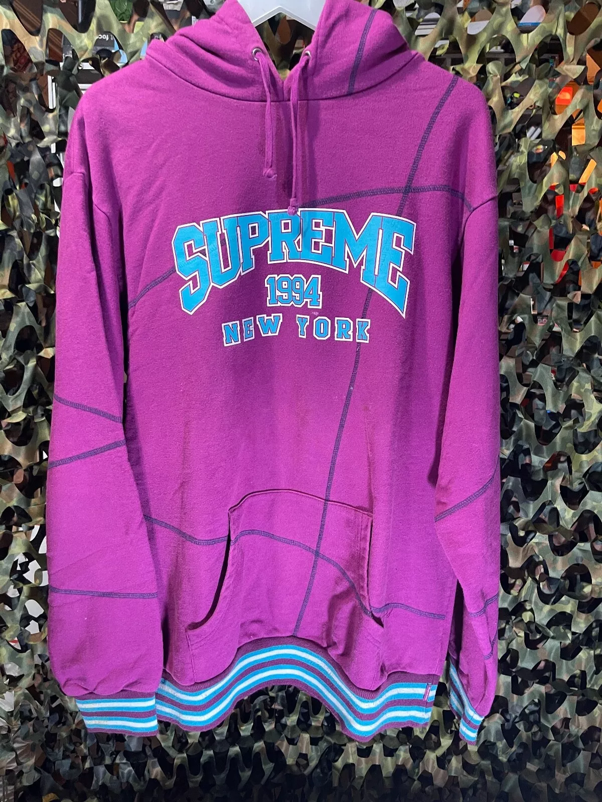 2007 Pull à capuche Supreme Purple College taille XL SS07 vintage rare graal