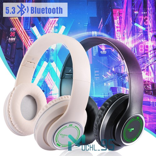 Wireless Bluetooth 5.3 Headphones Over Ear Flash LED Headset Stereo Foldable - Picture 2 of 24