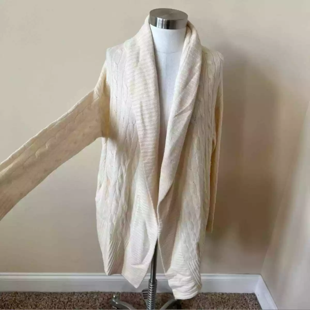 Cream long cardigan clearance sweater