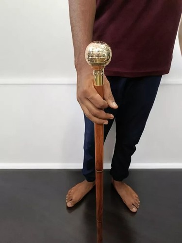 Globe Handle unisex Wooden Walking Vintage Walking Cane Antique Style Stick - Picture 5 of 6