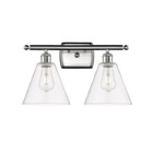 Innovations Ballston Cone 2 Light LED Vanity, SN/Clear - 516-2W-SN-GBC-82-LED
