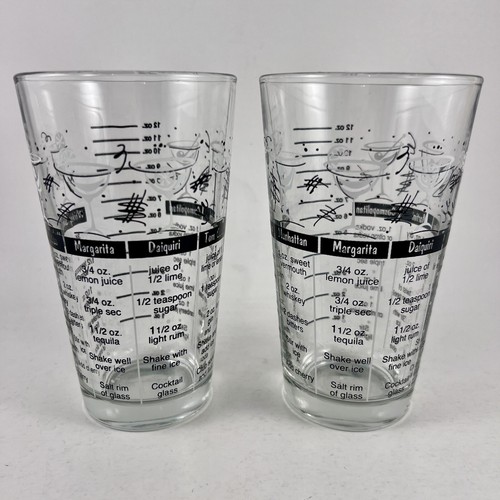 Lot Of 2 Cocktail Mixing Recipe Measuring Tumblers With 1 Metal Strainer Japan - Picture 4 of 17