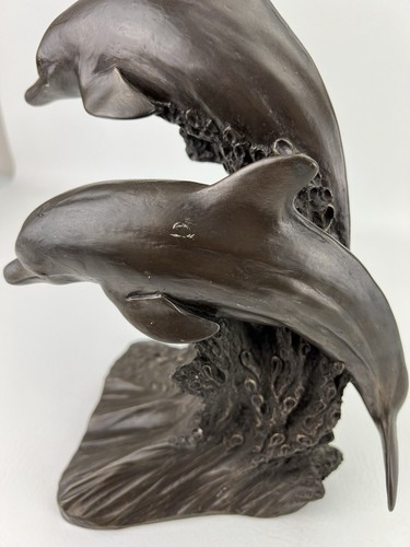 Heredites 12” Dolphin On Waves “Free Spirits” Sculpture Statue Made In England - Picture 12 of 13