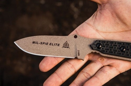 TOPS Mil-Spie3 Elite Fixed Knife 4" 1095HC Steel Blade Full Tang Micarta Handle - Picture 6 of 8