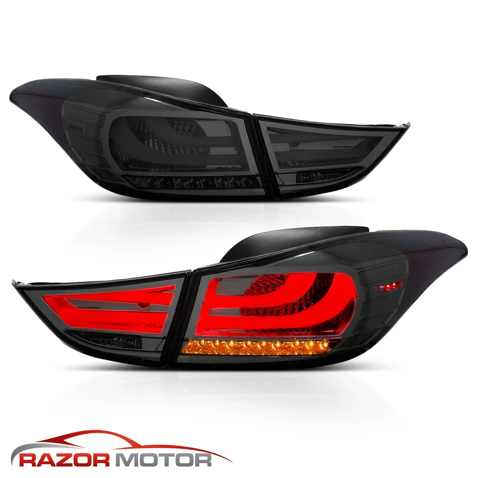For 2011 2012 2013 Hyundai Elantra Sedan 4Dr BMW Style LED Smoke Tail lights Set - Image 2 of 4