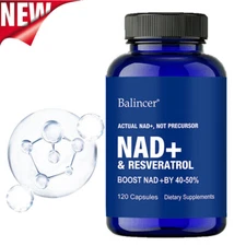 NAD Booster Supplement - Nicotinamide 500mg Resveratrol 250mg- 30/60/120Capsules