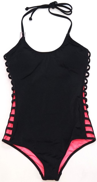 Black and pink one piece swimsuit Clearance