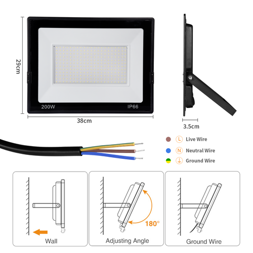 Inundador LED con Detector de Movimiento Enchufe 10-500W Foco Exterior Faro IP65 - Imagen 130 de 263
