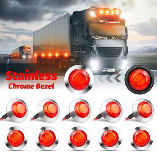 Luces de señalización LED laterales cromadas laterales redondas de 3/4" para remolque de camión - Imagen 31 de 52