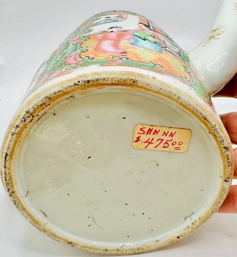 RARE 18th Chinese Rose Medallion Teapot Flower LID Twist Handle Appraised - Picture 6 of 10