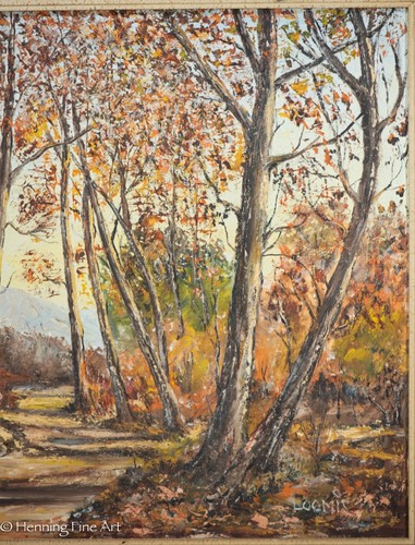Vintage Impressionist Oil Painting of a Wooded Autumn Landscape, Signed "Loomis" - Picture 4 of 9