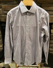 TAILORBYRD Men's Long Sleeve Button Shirt Check Pattern SIZE XL Rare Double Cuff
