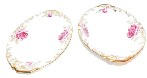 King’s Court Fine China Pompadour Pink Roses Vegetable Dish Platter Lot RARE - Picture 2 of 10