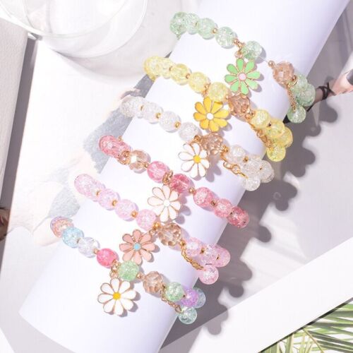 Lovely Daisy Beaded Charm Bracelet Girls Kid Childrens Jewellery Gift - Picture 2 of 9